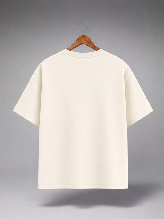 Off White Oversized Creation of Adam Graphic T-Shirt for Men & Women | Minimal Art Print Premium Unisex Tee