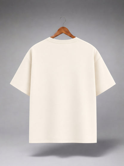 Off White Oversized Creation of Adam Graphic T-Shirt for Men & Women | Minimal Art Print Premium Unisex Tee