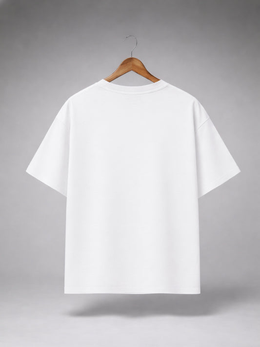 White Oversized Anime Graphic T-Shirt for Men & Women | Minimal Manga Print Premium Unisex Tee