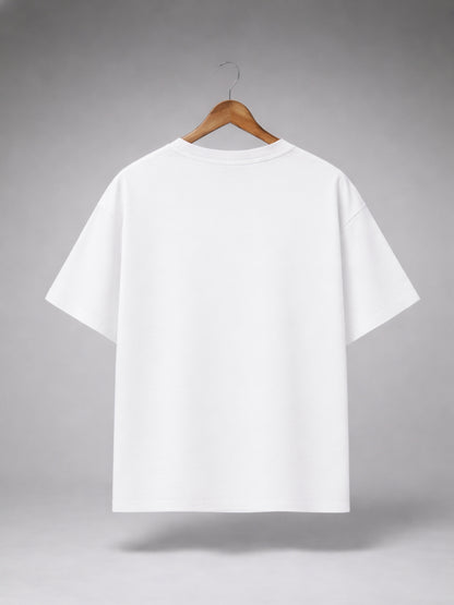 White Oversized Cute Cactus Graphic T-Shirt for Men & Women | Minimal Cartoon Print Premium Unisex Tee