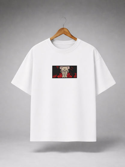White Oversized Anime Graphic T-Shirt for Men & Women | Minimal Manga Print Premium Unisex Tee
