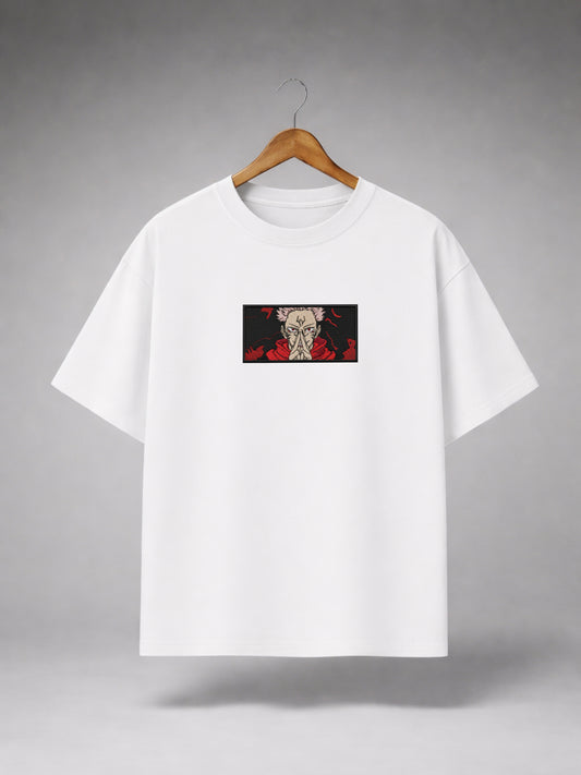 White Oversized Anime Graphic T-Shirt for Men & Women | Minimal Manga Print Premium Unisex Tee